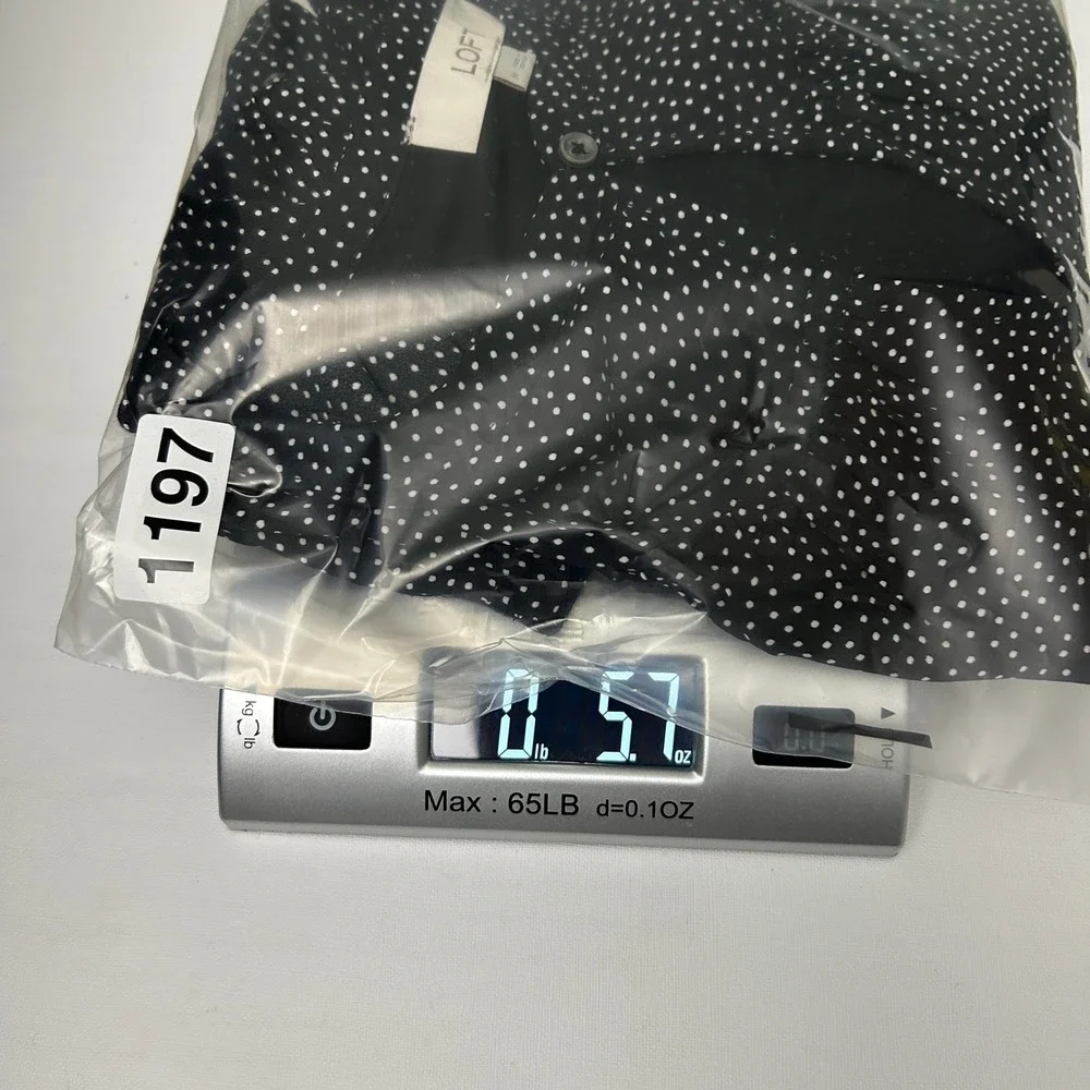 LOFT Black White Micro Polka Dot Blouse M Long Sleeve Business Casual Career - Picture 7 of 13